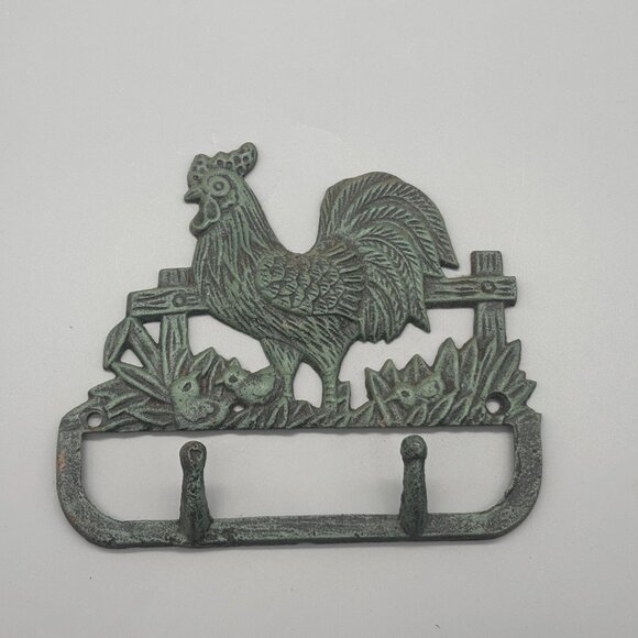 Vintage Cast Iron Rooster Wall Hook | Rustic Farmhouse Key Holder - Picture 1 of 8